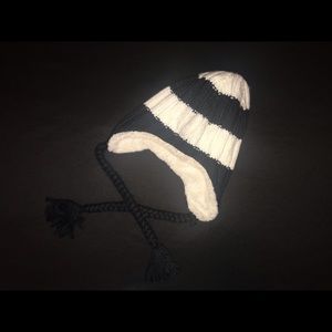 Black & White Striped Columbia Beanie